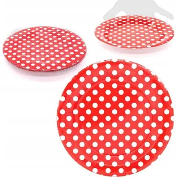 Talíř Červený papírový talíř s puntíky 23 cm