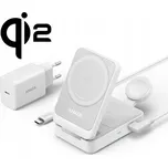 Adaptér pro bezdrátové nabíjení Anker MagGo 15W 3v1 Bílý pro Apple