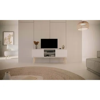 Televizní stolek Moderní TV stolek bílý 120 cm, Skandinávský styl - Elegantní design