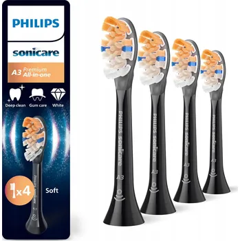 Náhradní hlavice k elektrickému kartáčku Náhradní Hlavice pro zubní kartáček PHILIPS Sonicare A3 All in One, 4 kusy, černé