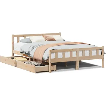 Postel Rám postele borovicový s šuplíky 205,5 x 165,5 x 69,5 cm, neošetřený