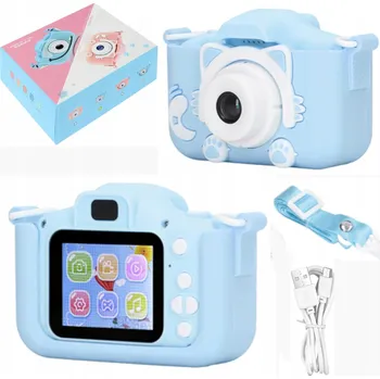 Bezpečnostní kamera Dětský fotoaparát Luxma Fotoaparát kamera kočka pro děti 12 Mpx modrý