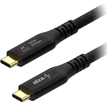 Kabel AlzaPower AluCore USB-C to USB-C 3.2 Gen 2x2 100W 20Gbps 2m černý