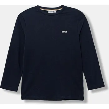 Chlapecké tričko Dětské bavlněné tričko s dlouhým rukávem BOSS J52364.114.150 námořnická modř 59X, vel. 150