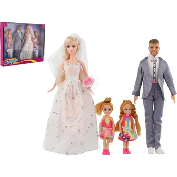 Panenka Teddies Panenka nevěsta a ženich 30 cm s rodinou