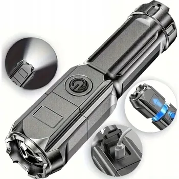 Svítilna LED AKUMULÁTOROVÁ TAKTICKÁ SVÍTILNA USB ZOOM