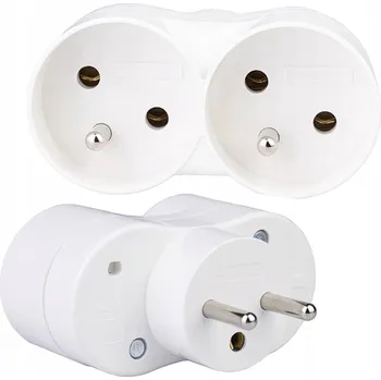 Elektrická zásuvka BÍLÝ DVOJITÝ ROZBOČKA ABEX R-270 2X2P+Z