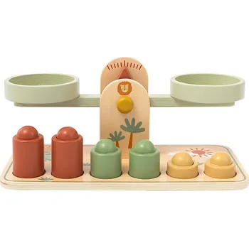 Dřevěná hračka Dřevěná váha - kuchyňská sada pro děti se závažími