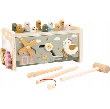 Dřevěná hračka Vzdělávací hračka zatloukačka, třídič, Montessori krabička pro rozvoj motoriky