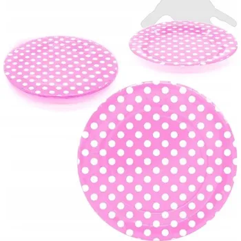 Talíř Růžový papírový talířek 23 cm s puntíky