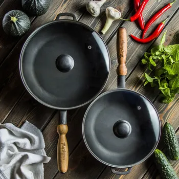 Sada nádobí Sada dvou litinových pánví MAYSTERNYA WOOD s poklicemi TADAR LID