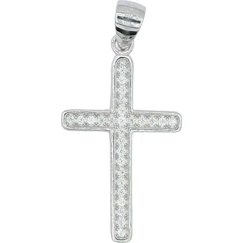 Přívěsek Stříbrný přívěsek křížek se zirkony