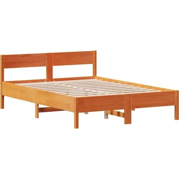 Postel Dřevěná postel z borovice, voskovaný hnědý odstín, 205,5 x 155,5 x 71,5 cm