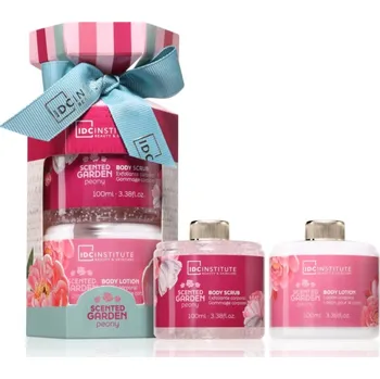 Kosmetická sada IDC INSTITUTE Scented Garden Perfect Duo tělový peeling 100 ml + tělové mléko 100 ml kosmetická sada