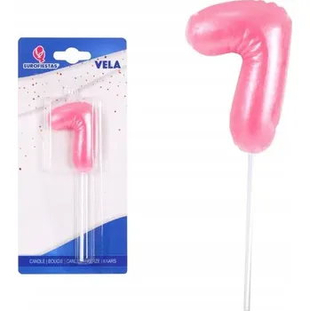 Dortová svíčka SVÍČKA NA DORT S KORUNKOU ČÍSLO 7 SVĚTLE RŮŽOVÁ 9,5CM PARTYDECO