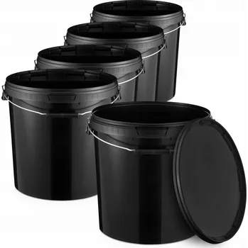 kbelík 5x Plastový kbelík 20L s víkem Černý POTRAVINÁŘSKÝ