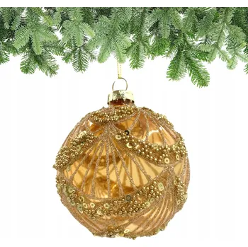 Vánoční ozdoba VÁNOČNÍ KOULE SKLENĚNÁ DIANA 8 CM ŽLUTÁ DEKORACE ZÁVĚSNÁ OZDOBA NA STROMEČEK