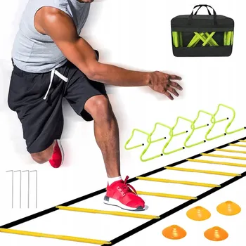 Žebřík FOTBALOVÁ SADA: KOORDINAČNÍ ŽEBŘÍK + KUŽELY 6m 15KS