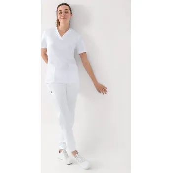 Dámská halenka Dámská zdravotnická tunika přes hlavu – výstřih do V, bílá, velikost 42