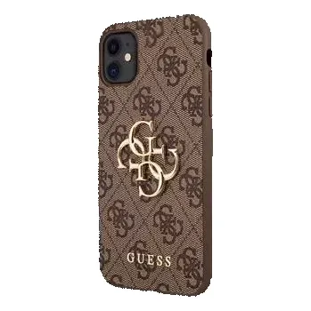 Guess PU 4G Metal Logo Zadní Kryt pro iPhone 11 Brown