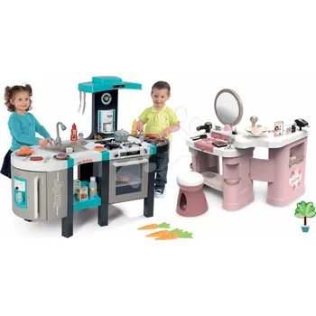 Hračka Set kosmetický stolek a kuchyňka s magickým bubláním My Beauty Center 3v1 Smoby a elektronický fén