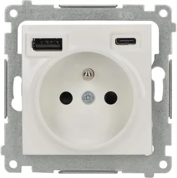 Elektrická zásuvka Simon 55 elektrická zásuvka s nabíječkou USB C+A, modul 2,1A 16A, bílá matná