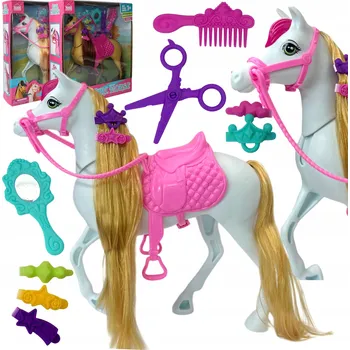 Doplněk pro panenku KŮŇ PRO PANENKU VELKÝ PONÍK K ČESÁNÍ A STYLIZACI HŘÍVA PŘÍSLUŠENSTVÍ JAKO DÁREK