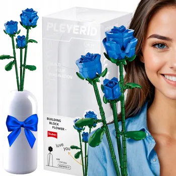 ostatní stavebnice STAVEBNICE MODRÉ RŮŽE S VÁZOU - KYTICE - 254 DÍLŮ - 41,5 CM - SLUBAN