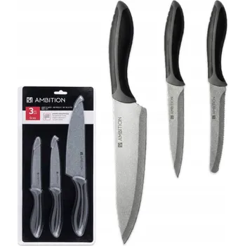 Kuchyňský nůž SADA OCELOVÝCH NOŽŮ AMBITION s nepřilnavým metalickým povrchem nůž, 3 kusy