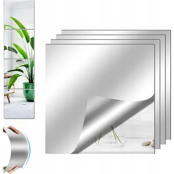 Zrcadlo 4 KUSY SAMOLEPICÍCH ZRCADLOVÝCH SAMOLEPKY ZRCADLO NALEPovací PŘILEPOVACÍ PANELY