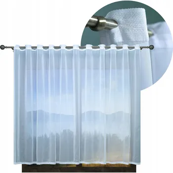 Záclona HOTOVÉ ZÁCLONY VOÁL NA PÁSCE S KOLEČKY BÍLÁ HOTOVÁ ZÁCLONA 510x140