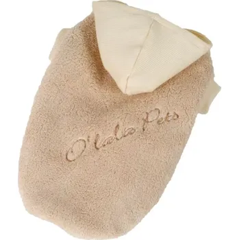 Obleček pro psa Mikina pro psa béžová Fluffy (Chlupatá bunda pro psa s kapucí)