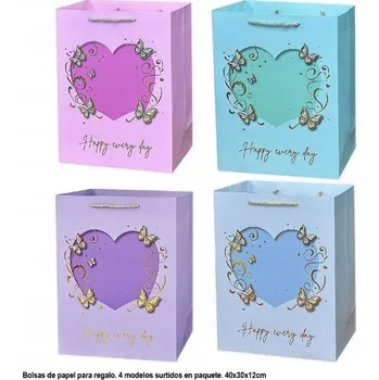 Dárková taška Velká dárková taška zlatý potisk motýl a srdce