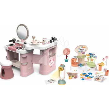 Dětská kuchyňka Set kosmetický stolek a květinářství s výrobou květin My Beauty Center 3v1 Smoby a kreslení se světelným projektorem