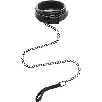 BDSM obojek SuperLove Collar with Leash Vegan Leather Black