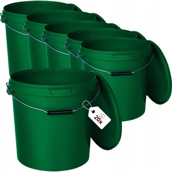 Dóza na potraviny Kbelík 20x 20L na potraviny ZELENÝ s víkem
