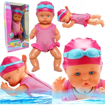 Panenka Plovoucí Panenka Miminko do Vody na Koupání do Bazénu Plavající Panenka PLAVKY ČEPICE 33 cm