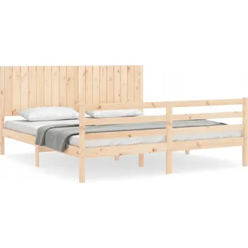 Postel Dřevěná borovicová postel 205,5 x 185,5 x 100 cm, neošetřené dřevo