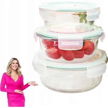 Dóza na potraviny SADA 3 skleněných dóz na potraviny do mikrovlnky