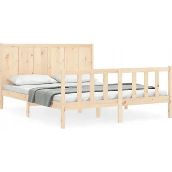 Postel Dřevěná borovicová postel 205,5 x 155,5 x 100 cm, King Size, neošetřená