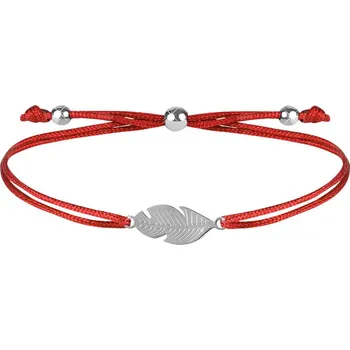 Náramek Troli Šňůrkový náramek s peříčkem červená/ocelová + 2 měsíce na vrácení zboží