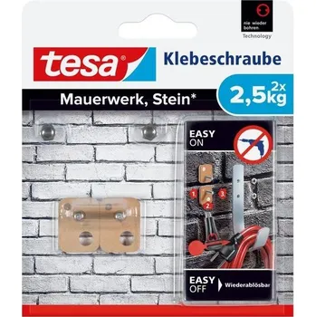 tesa 77902-00000-00 Lepicí šroub do zdiva a kamene, přídržnost, čtverec, 2,5 kg, 2 kusy