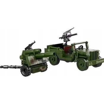 ostatní stavebnice Stavebnice Jeep + Dělo 150 dílů – Vojenské vozidlo armády (KL17)