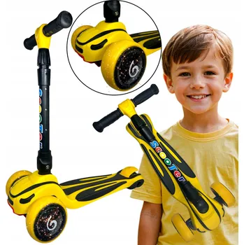 Koloběžka DĚTSKÁ TŘÍKOLOVÁ KOLOBĚŽKA BALANČNÍ SKLÁDACÍ SVÍTÍCÍ KOLEČKA SCOOTER