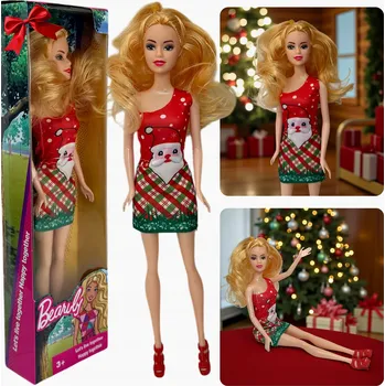 Panenka PANENKA ve vánočním oblečení SANTA blondýnka VÁNOČNÍ V ŠATECH jako DÁREK