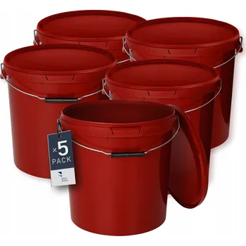 Dóza na potraviny 5x Kbelík na potraviny 20L Červený s víkem