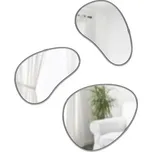 Sada nástěnných zrcadel Umbra Hubba Pebble, moderní designová zrcadla s organickým tvarem, sada 3