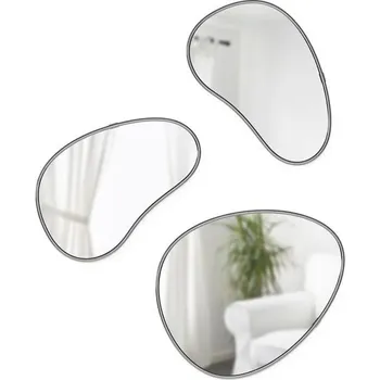Sada nástěnných zrcadel Umbra Hubba Pebble, moderní designová zrcadla s organickým tvarem, sada 3