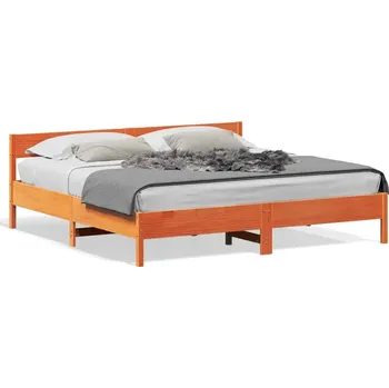 Postel Dřevěná postel z borovice, voskovaný hnědý odstín, 205,5 x 185,5 x 71,5 cm