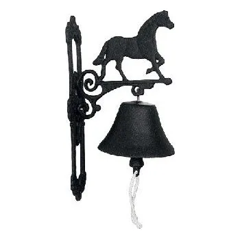 Domovní zvonek Litinový zvonek s koníkem HKM – černý, 34 cm